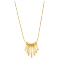 Fan Tassel Pendant Necklace Stainless Steel Gold Tone
