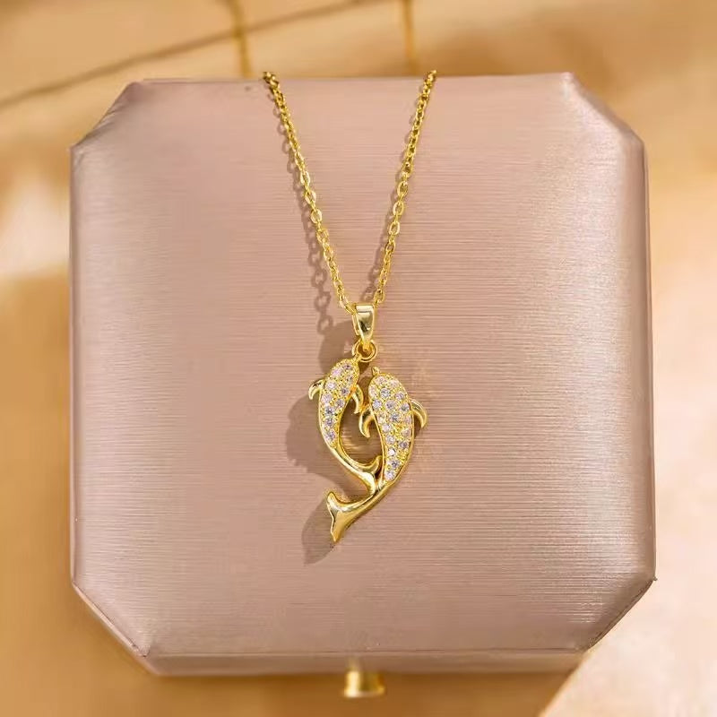 Pisces Symbol Necklace with Metal Pendant