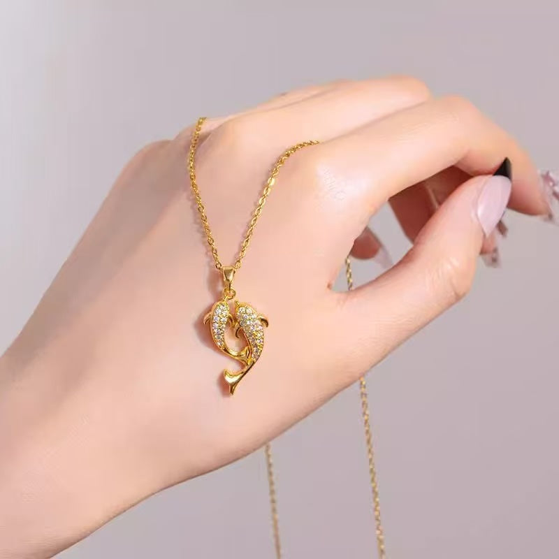 Pisces Symbol Necklace with Metal Pendant