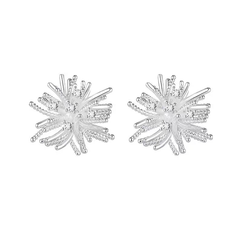 Minimal Firework Stud Earrings 925 Silver Needle