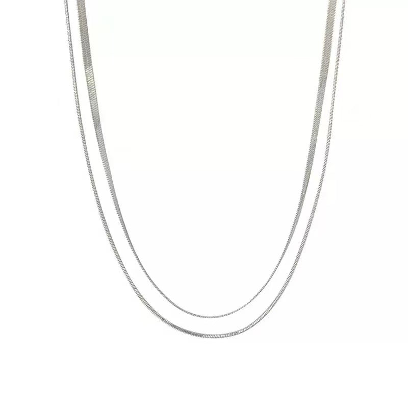 Double Layer Collarbone Chain Necklace Stainless Steel
