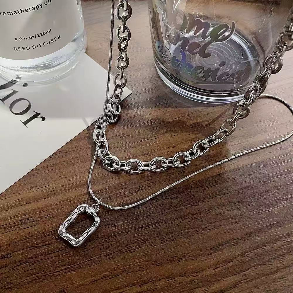 Minimal Layered Chain Necklace Stainless Steel