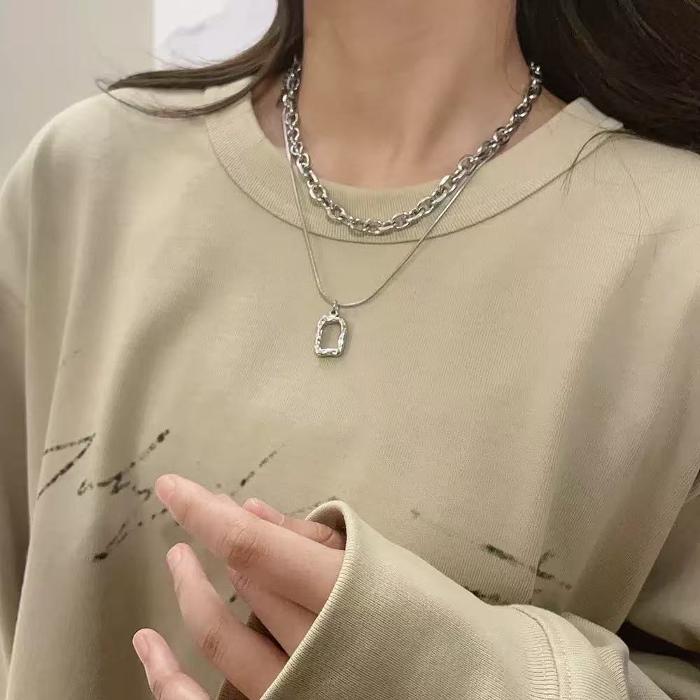 Minimal Layered Chain Necklace Stainless Steel
