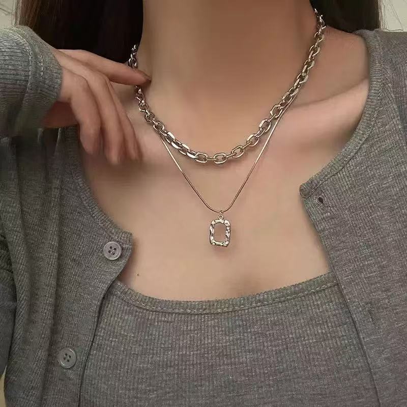 Minimal Layered Chain Necklace Stainless Steel