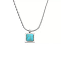 Turquoise Pendant Collarbone Necklace Stainless Steel
