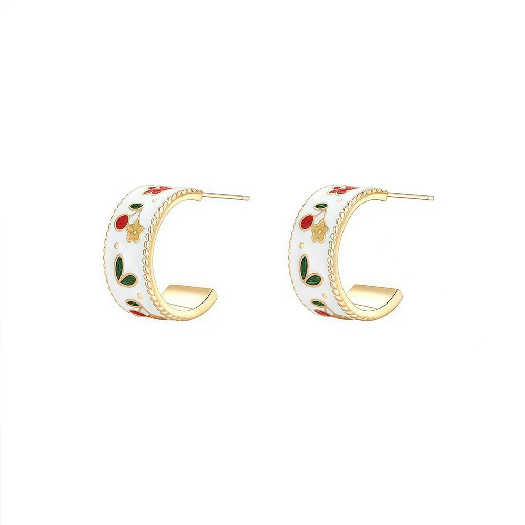 Minimal Floral Stud Earrings with 925 Silver Needle