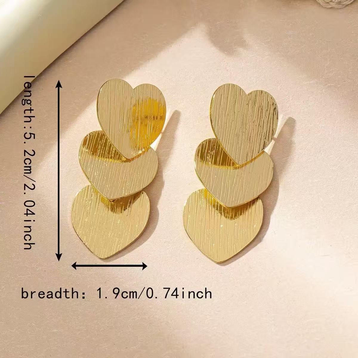 Geometric Heart Alloy Drop Earrings for Women