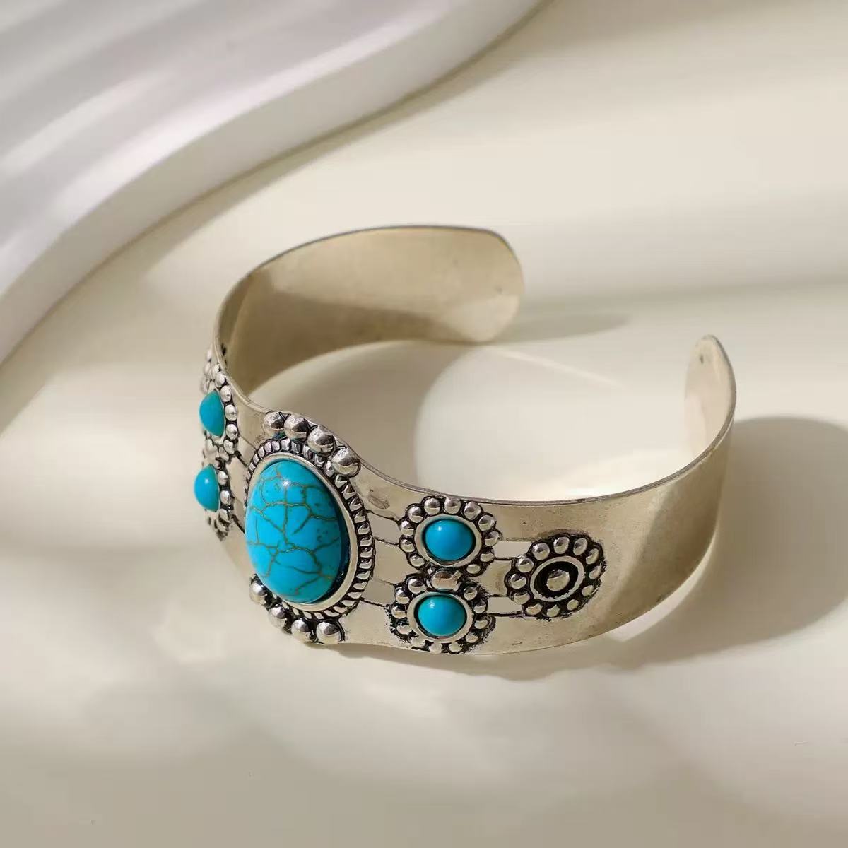 Minimal Open Cuff Plated Alloy Bracelet for Women