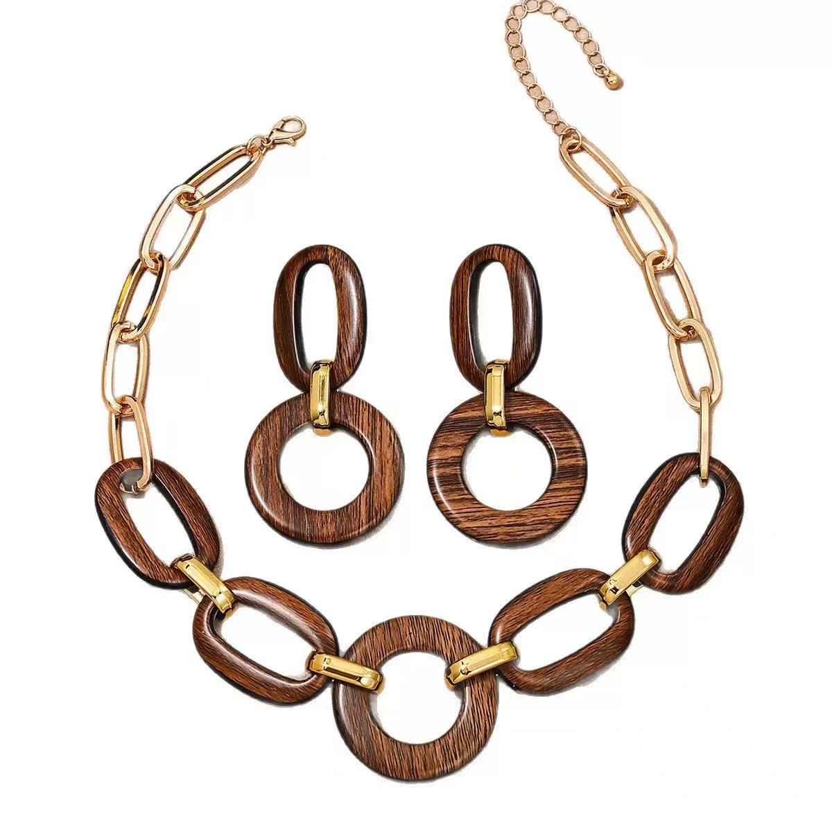 Modern Oval Acrylic Necklace and Dangle Earrings Set for Women