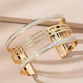 Multi Layer Open Cuff Plated Alloy Bracelet for Women