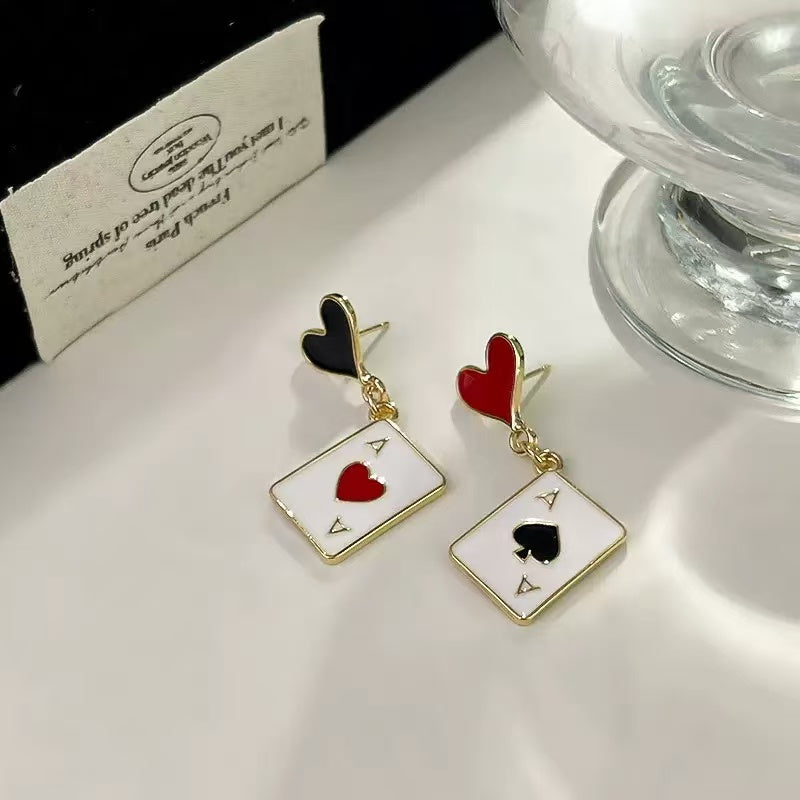 Red Heart & Spade Stud Earrings