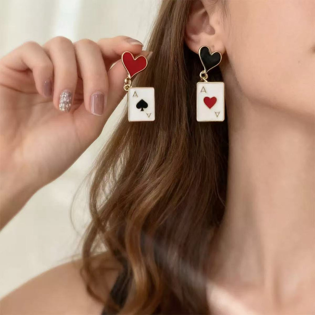 Red Heart & Spade Stud Earrings