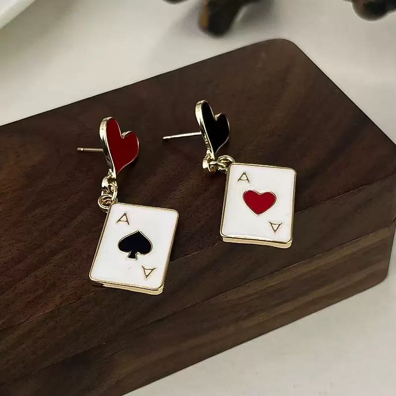 Red Heart & Spade Stud Earrings