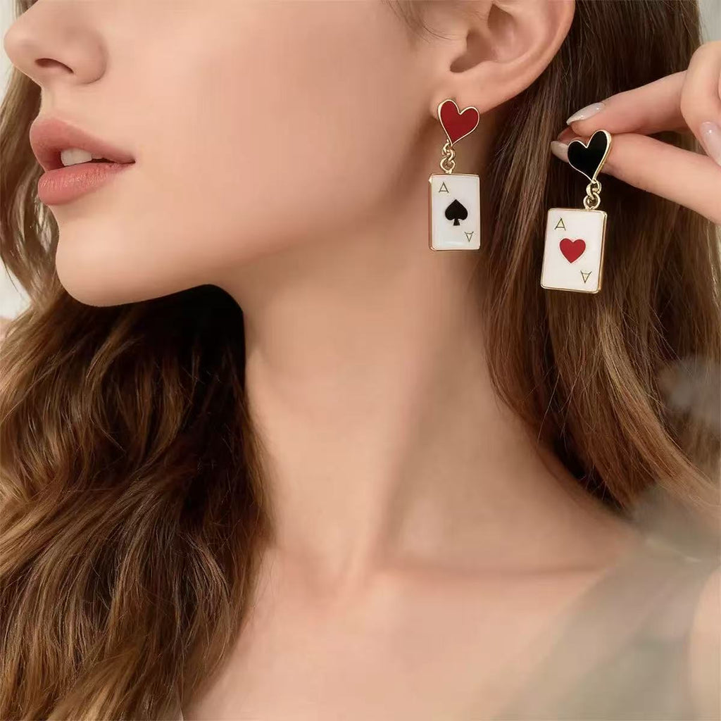 Red Heart & Spade Stud Earrings