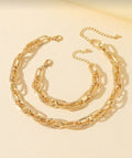 Chunky Gold Plated Chain Necklace & Bracelet Set
